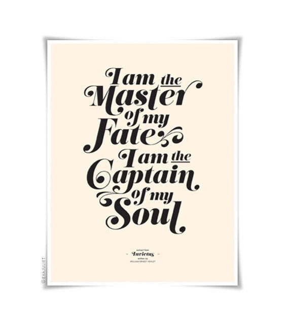 INVICTUS on cream - typography art print - 8.5 x 11 in French or English - vintage collection