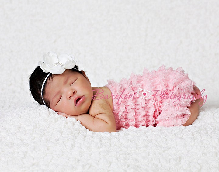 Baby Headband..Baby Girl Headband..Baby Girl Christening or Baptism Headband..Diamond White Flower Headband with Pearls and Rhinestones