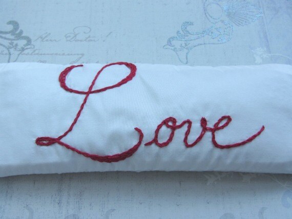 Gift for Her Lavender and Flaxseed Eye Pillow with Hand Embroidery