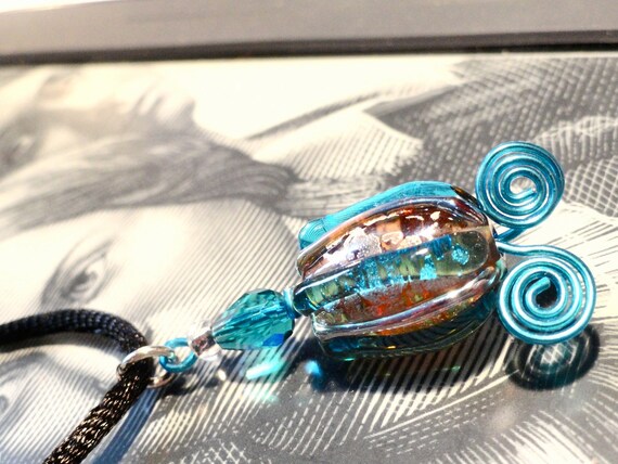 Tulip in Turquoise & Silver Flower Shaped Lampwork Bead Necklace