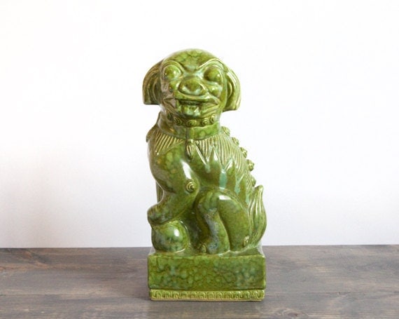 Tall Vintage Foo Dog ... Green Chinese Foo Dog Statue