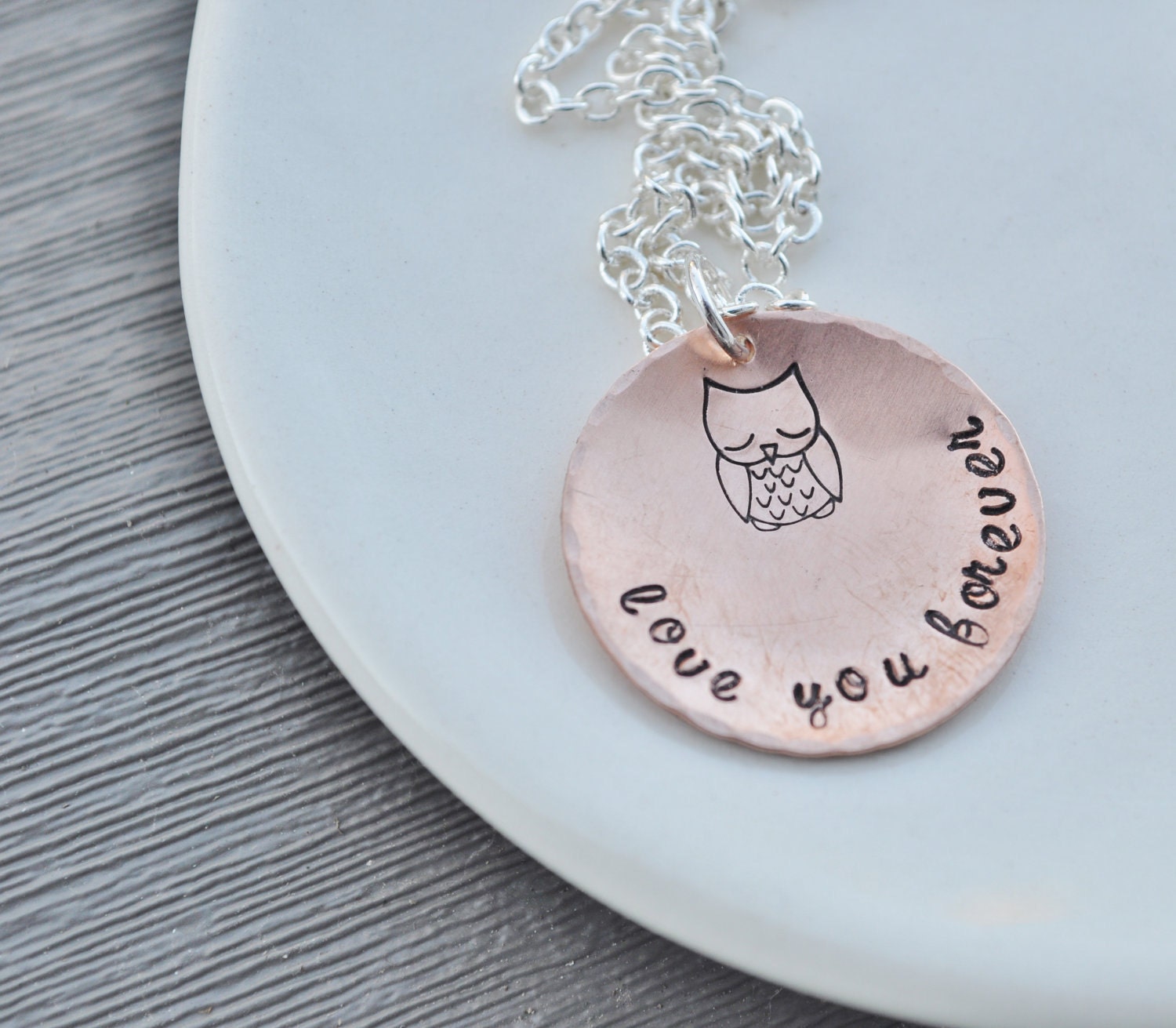 Owl Love You Forever - Hand Stamped Copper Necklace