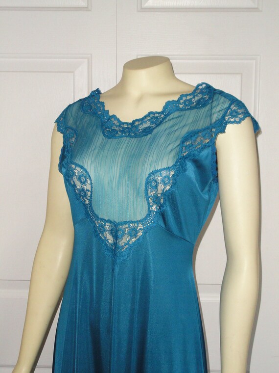 vintage nightgown blush illusion bodice empire (etsy)