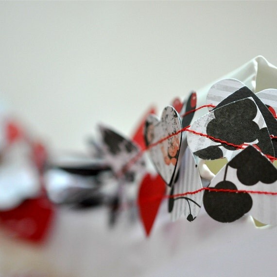 SALE Valentine's Red and Black  Love Paper Garland