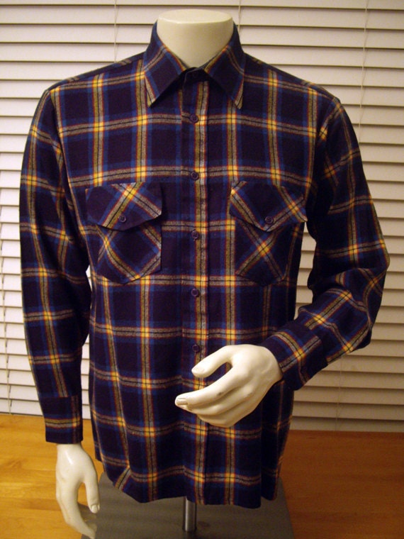 Archival Flannel Plaid Button-Up Shirt -- Medium/Large -- Winter Weight