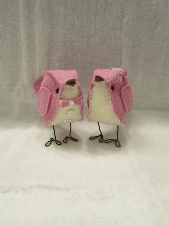 Orchid Pink Love Birds Cake Topper