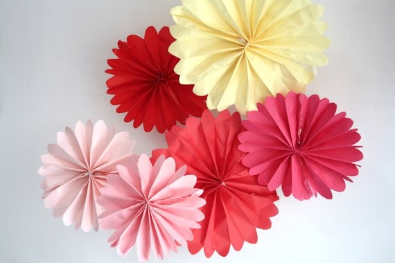 Valentines Day party decorations - 6 pomwheels ... pick your colors.