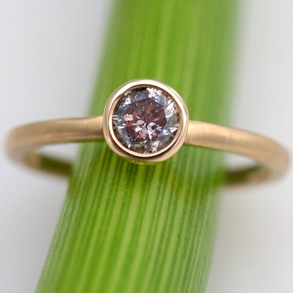 Pink Galaxy Diamond Solitare Ring - One Of A Kind