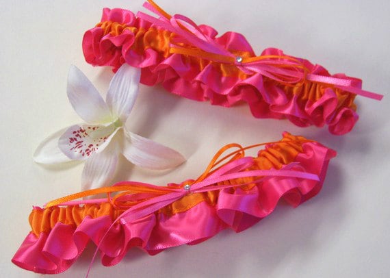 Tangerine Tango and Hot Pink Wedding Accessories Bridal Keepsake and Toss 
