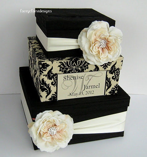 Card Box Damask Wedding Card Holder From LaceyClaireDesigns