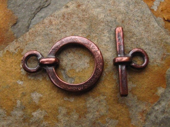 Greek Simple Bronze Toggle Clasp 18mm - 4 sets