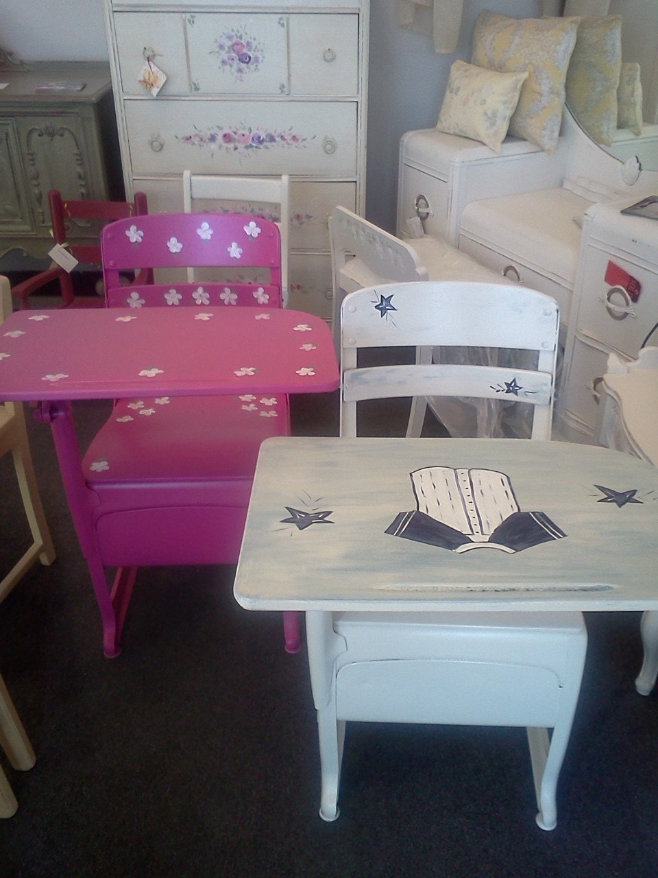 handpainted kids vintage school desks Handpainted Furniture in