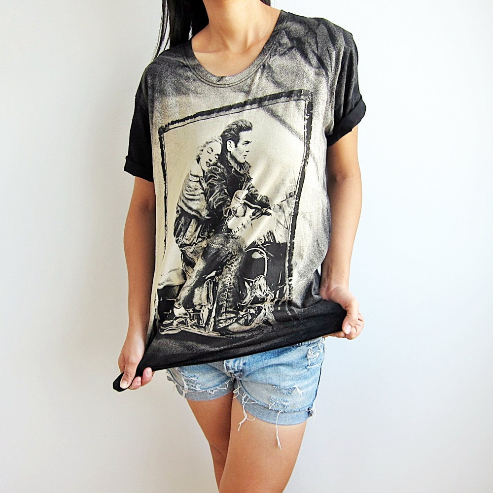 James Dean and Marilyn Monroe Pop Art Film Rock T-Shirt Size M