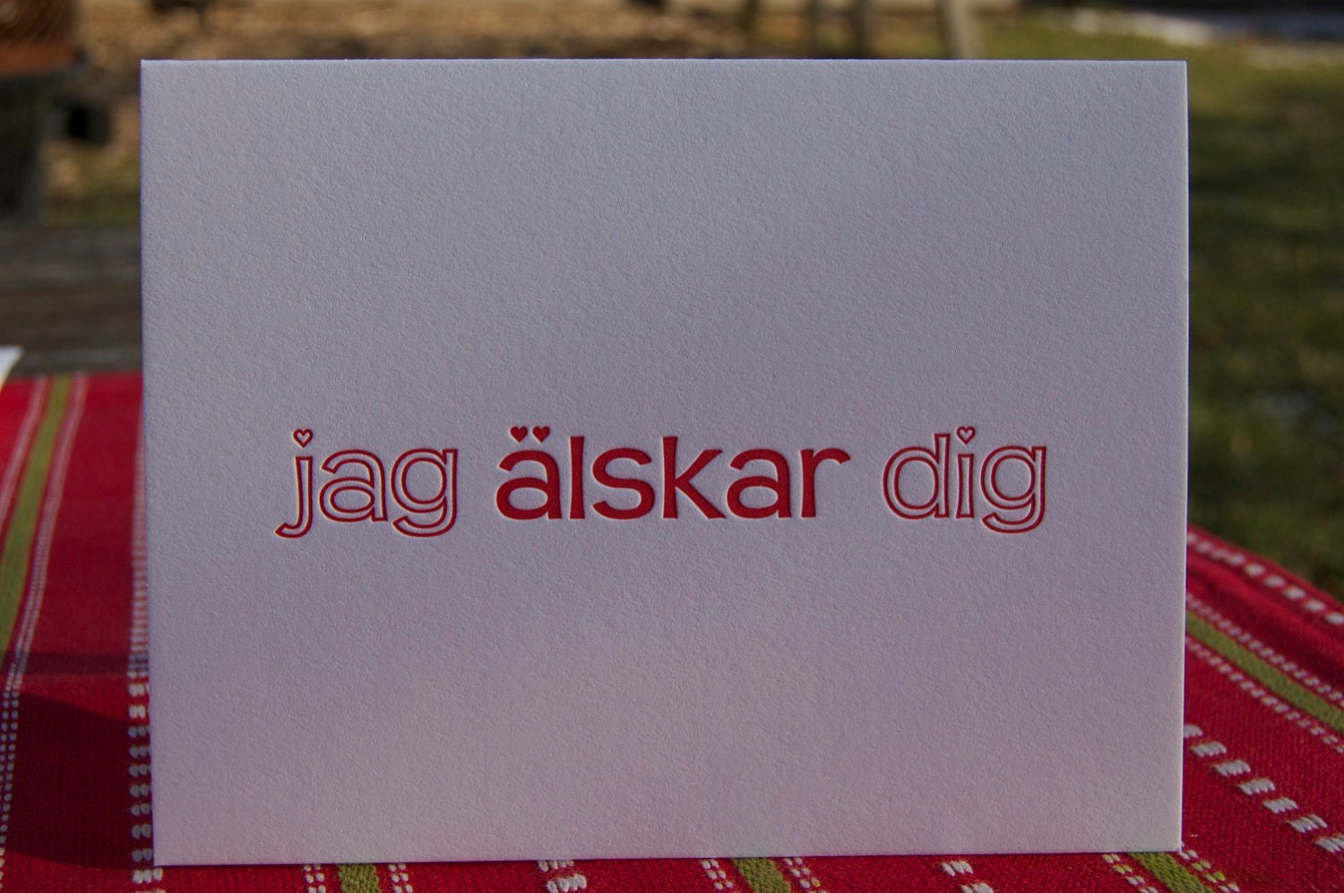Letterpress Swedish Valentine's Greeting Card "I love you" "Jag älskar dig"
