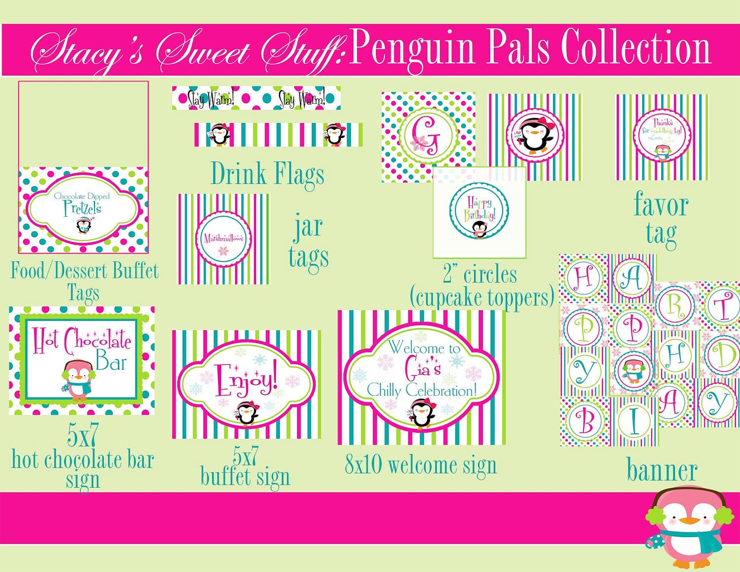 DIY Printable Penguin Invitation, Includes FREE 4x6 Thank you card