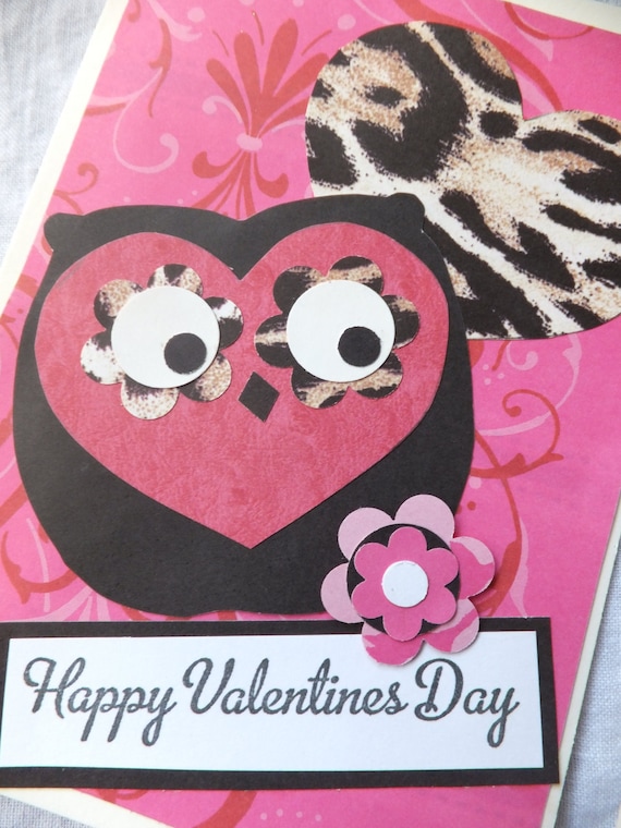 OWL Valentine's Cards, Anna Griffin Designer Papers, Hot Pinks, Zebra, Cheetah, Black and White