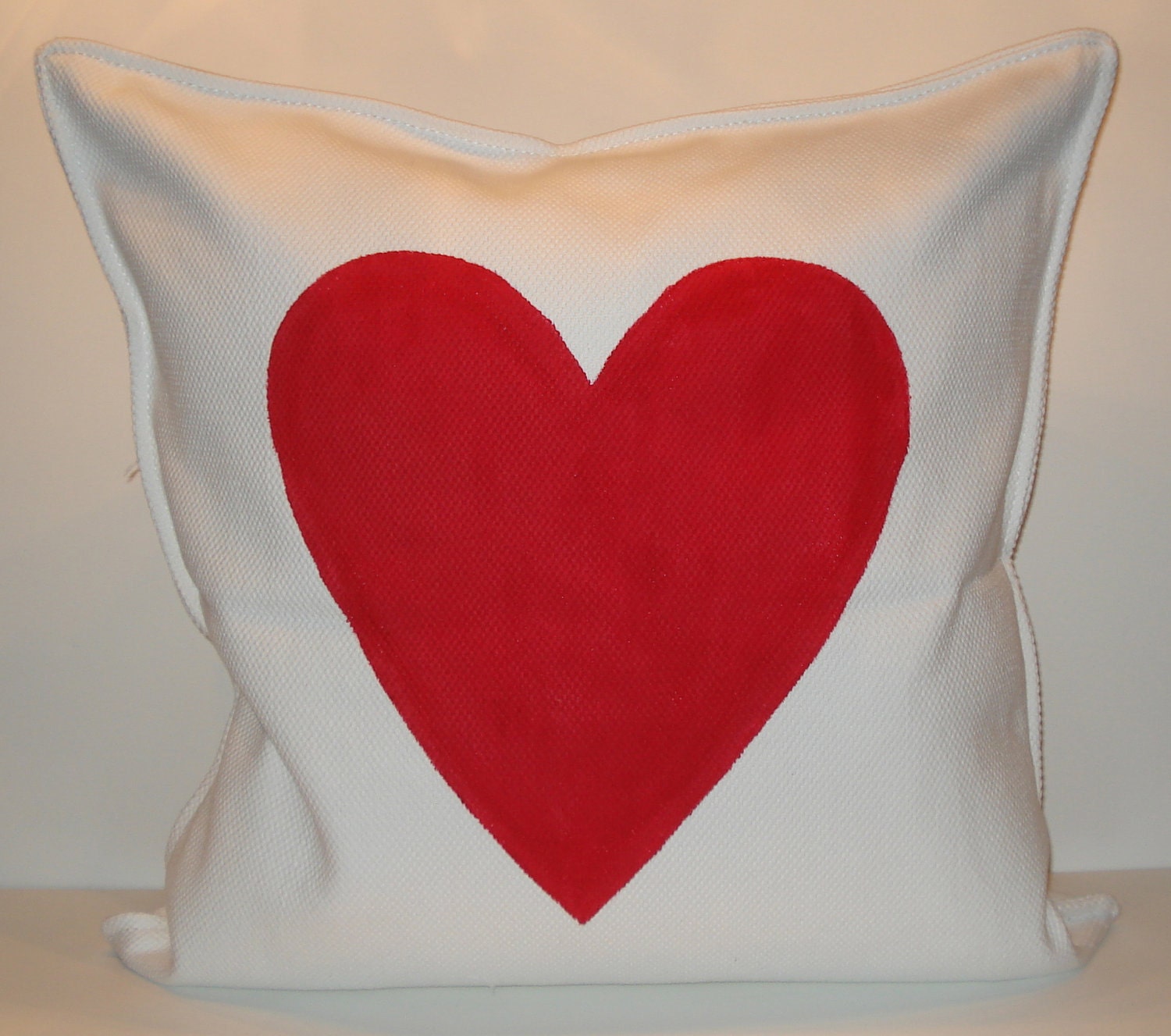 New 20x20 inch Designer Handmade Pillow Case with hand painted red heart
