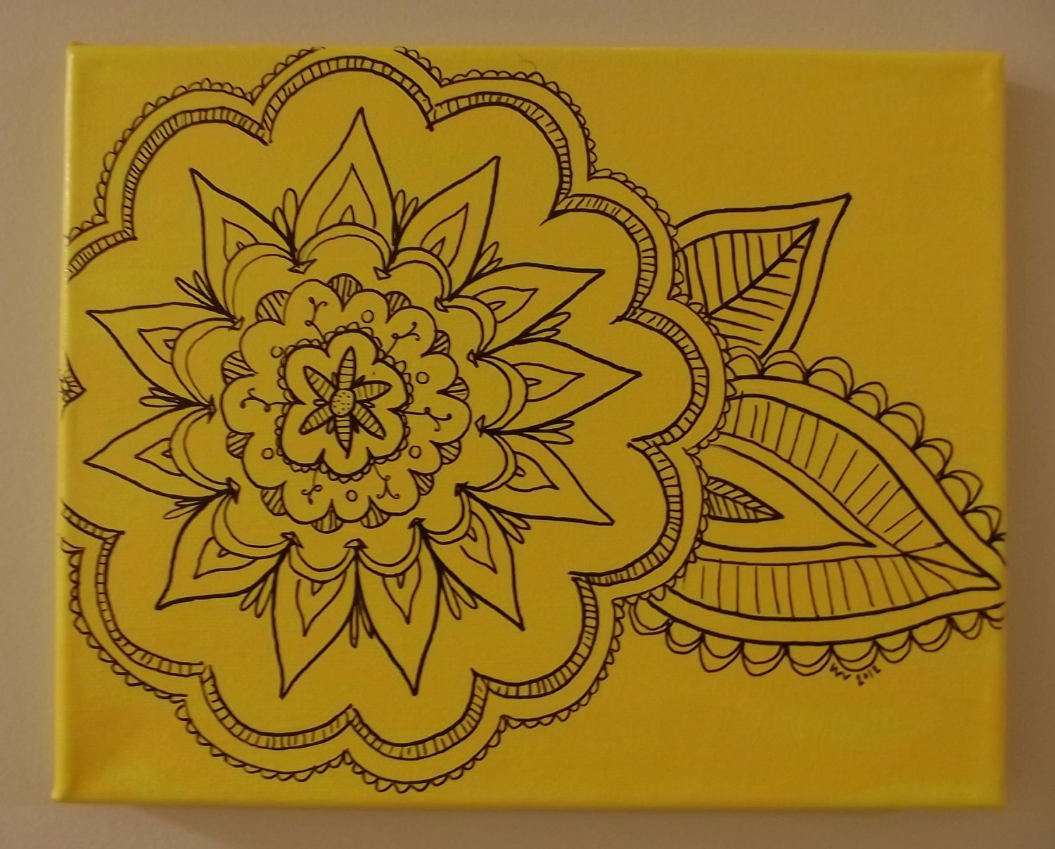 Yellow Flower Drawing on Canvas