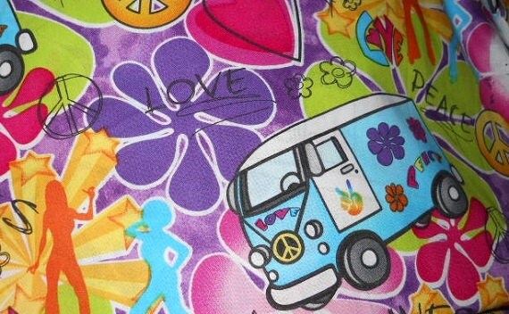 MadieBs Hippie VW Bus Van Peace Love 100 Cotton Pillowcase with Name