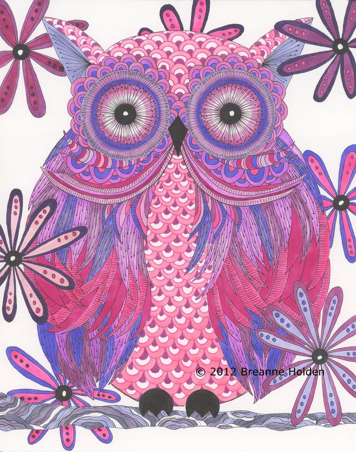Whimsical Owl Painting Archival Print 8 X 10