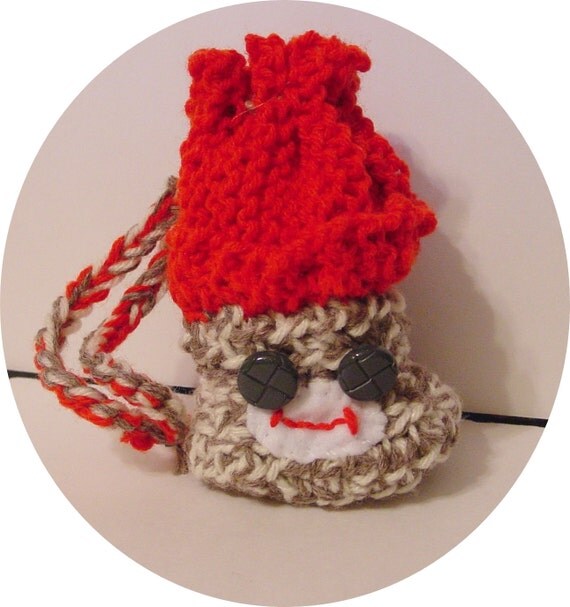 Sock Monkey Drawstring Purse - Makeup Bag