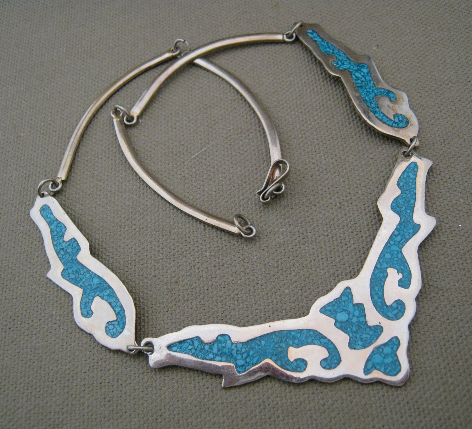 Southwestern Sterling NecklaceTurquoise Mosaics