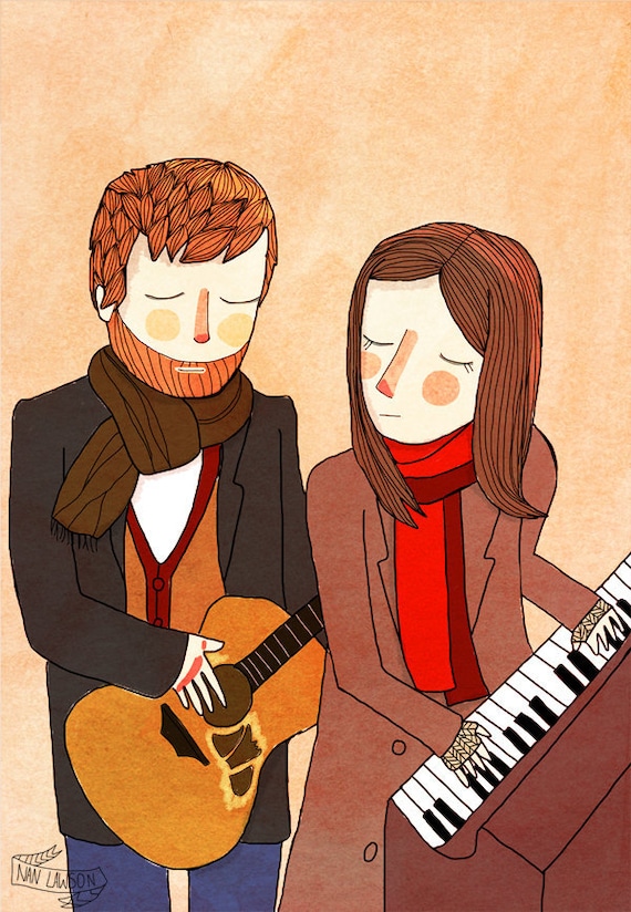 Falling Slowly  - 5 x 7 Illustration Print