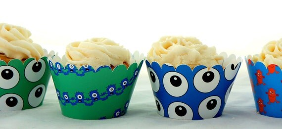Monster Cupcake Wrappers for Monster birthday Party