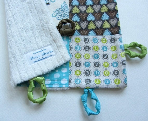 Baby Lovey with Custom Hand Embroidered Initial by Dolce Dreams