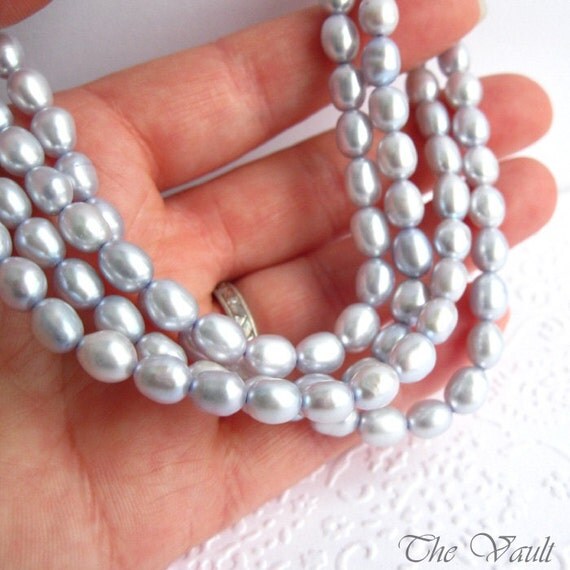 Pearls, rice, lavender blue, 6-6.5mm, 16 inch full strand