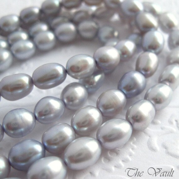 Pearls, rice, lavender blue, 6-6.5mm, 16 inch full strand