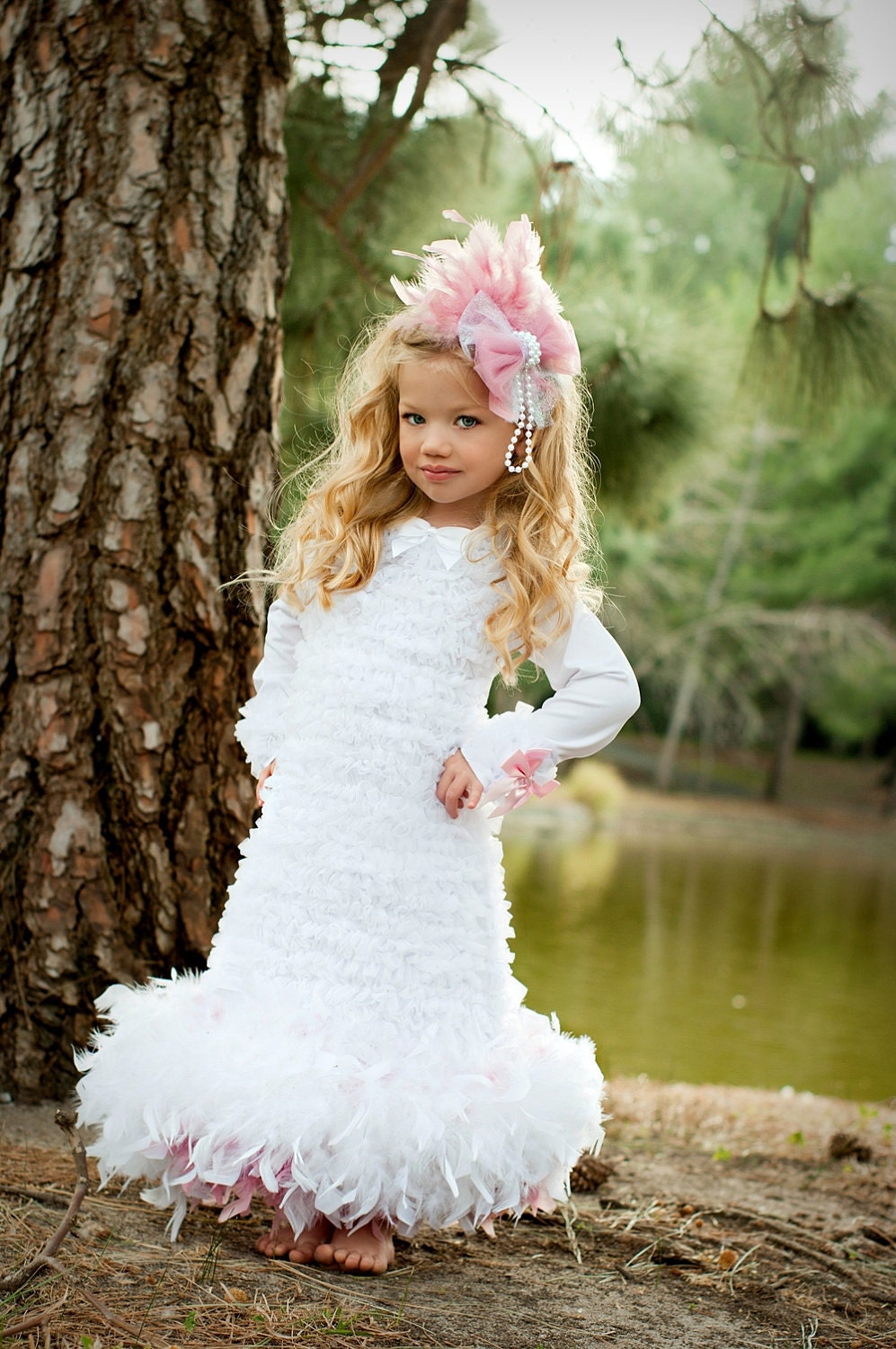 My Sweet Princess Vintage Chiffon Feather Dress-vintage, feather, dress, couture, portrait