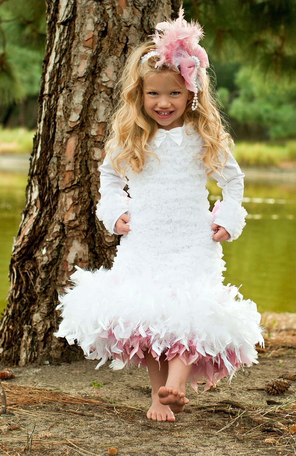 My Sweet Princess Vintage Chiffon Feather Dress-vintage, feather, dress, couture, portrait