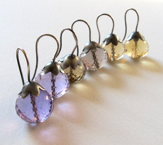 Amethyst Morning Glory Pod Earrings Sterling Silver
