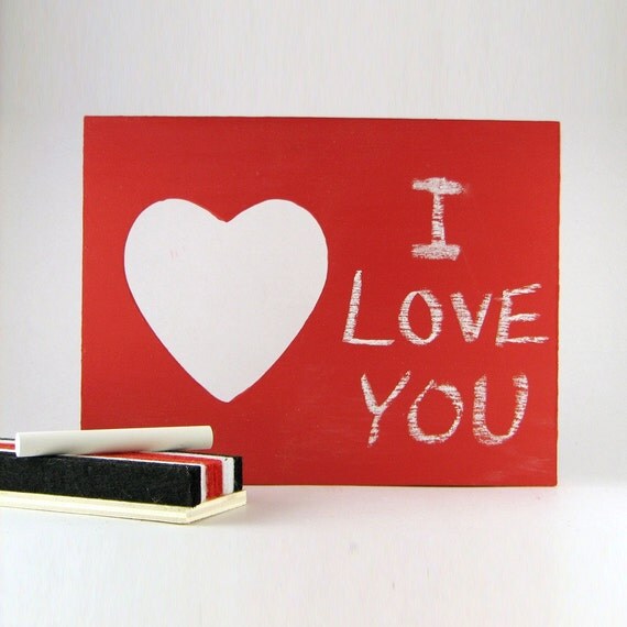 Red Heart Chalkboard Picture Frame for Valentine's Day