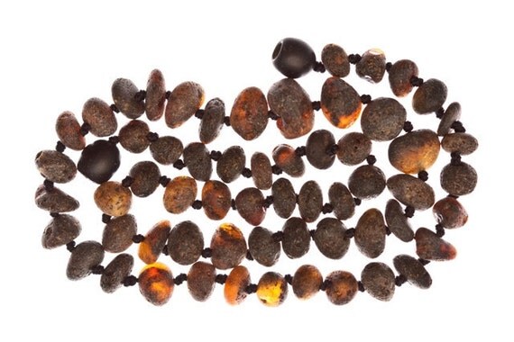 Raw Baltic amber teething necklace for your baby handmade knotted BS1