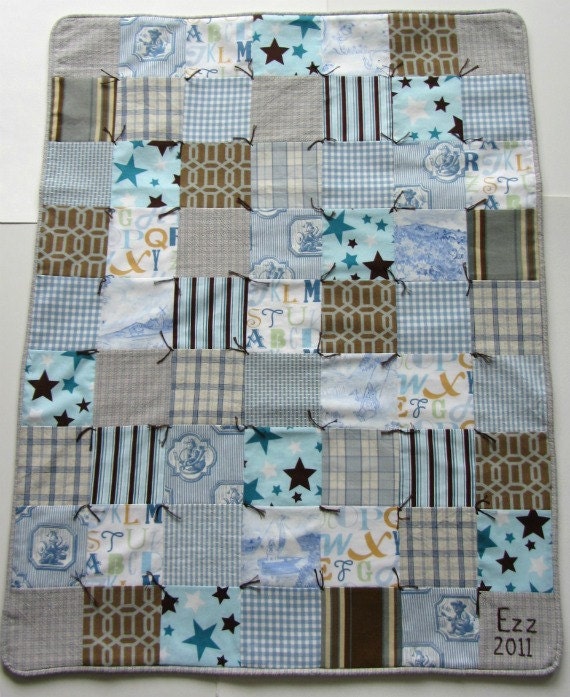 Baby Quilt with Custom Hand Embroidery by Dolce Dreams