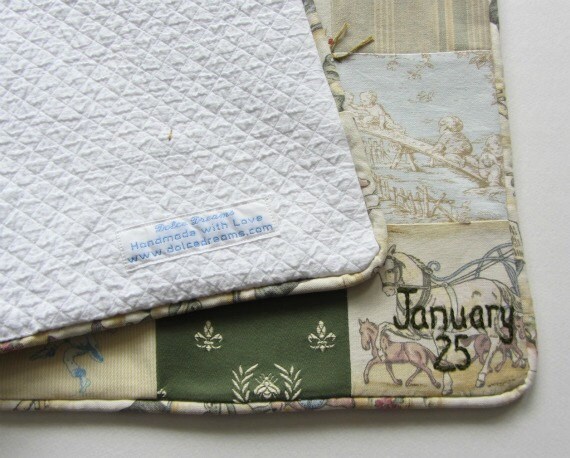 Patchwork  Baby Quilt with Custom Hand Embroidery by Dolce Dreams