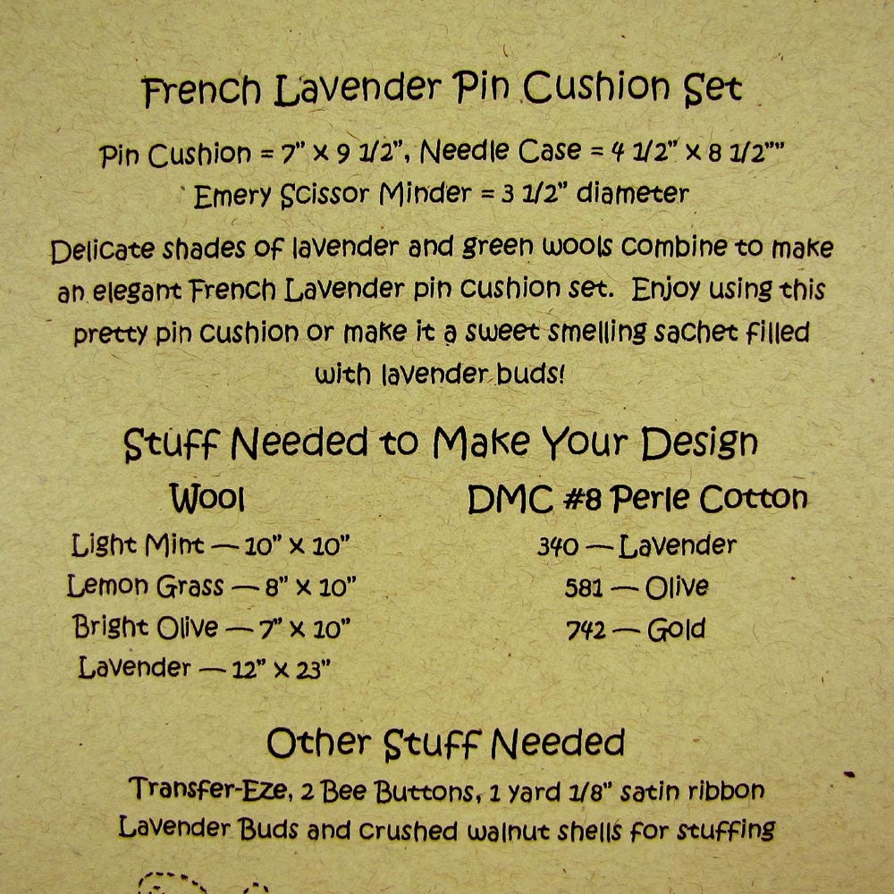 French Lavender Pin Cushion Set by Bird Brain Designs