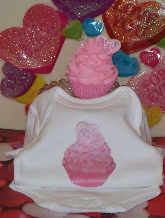 Fake Cupcake Creations Original Matching Fake Cupcake and Newborn or Infant Onesie with Topper,  Photo Prop, Keepsake