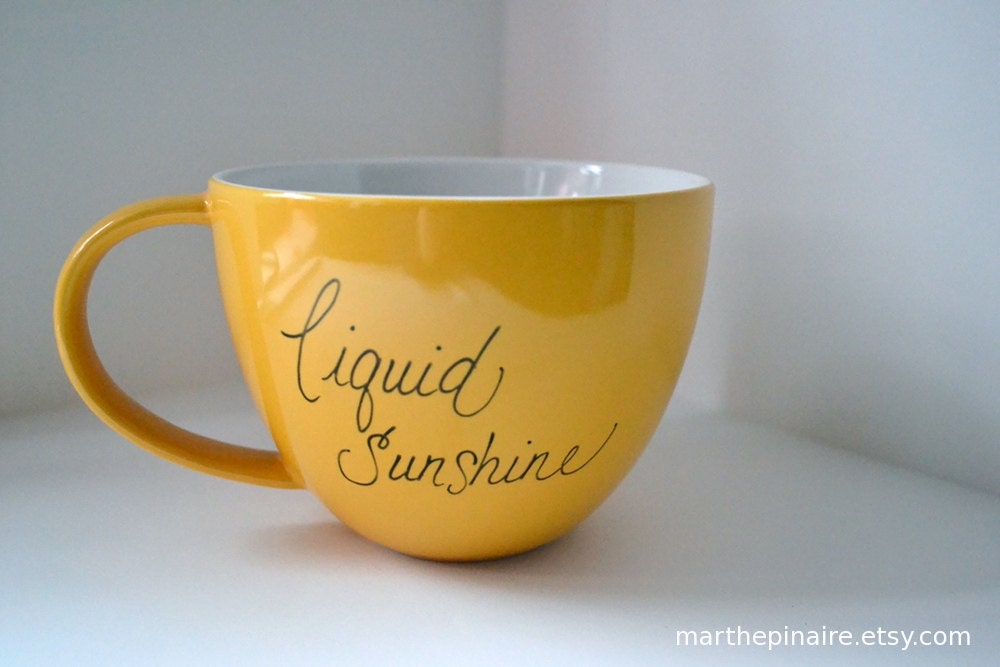 liquid sunshine hand painted yellow mug