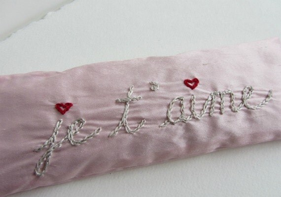 Gift for Her -Hand Embroidered Lavender and Flaxseed Eye Pillow