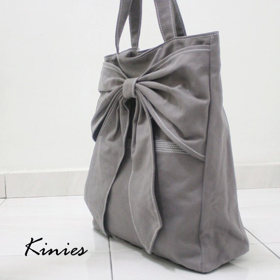 QT Canvas Tote in GRAY - Double Straps Shoulder Bag