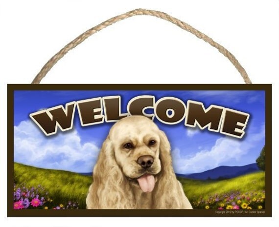 Cocker Spaniel Spring Season 10" x 5" Welcome Sign