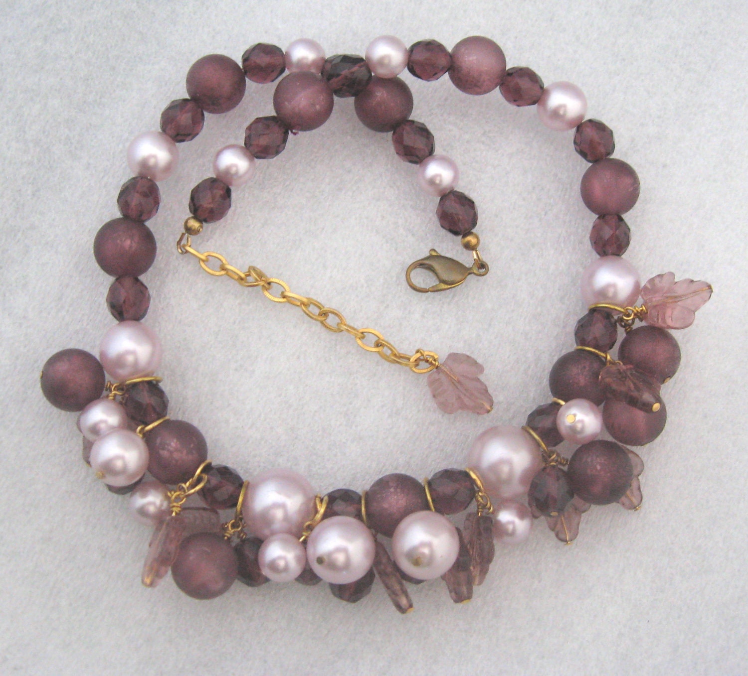 Purple Cluster Dangles Beaded Necklace