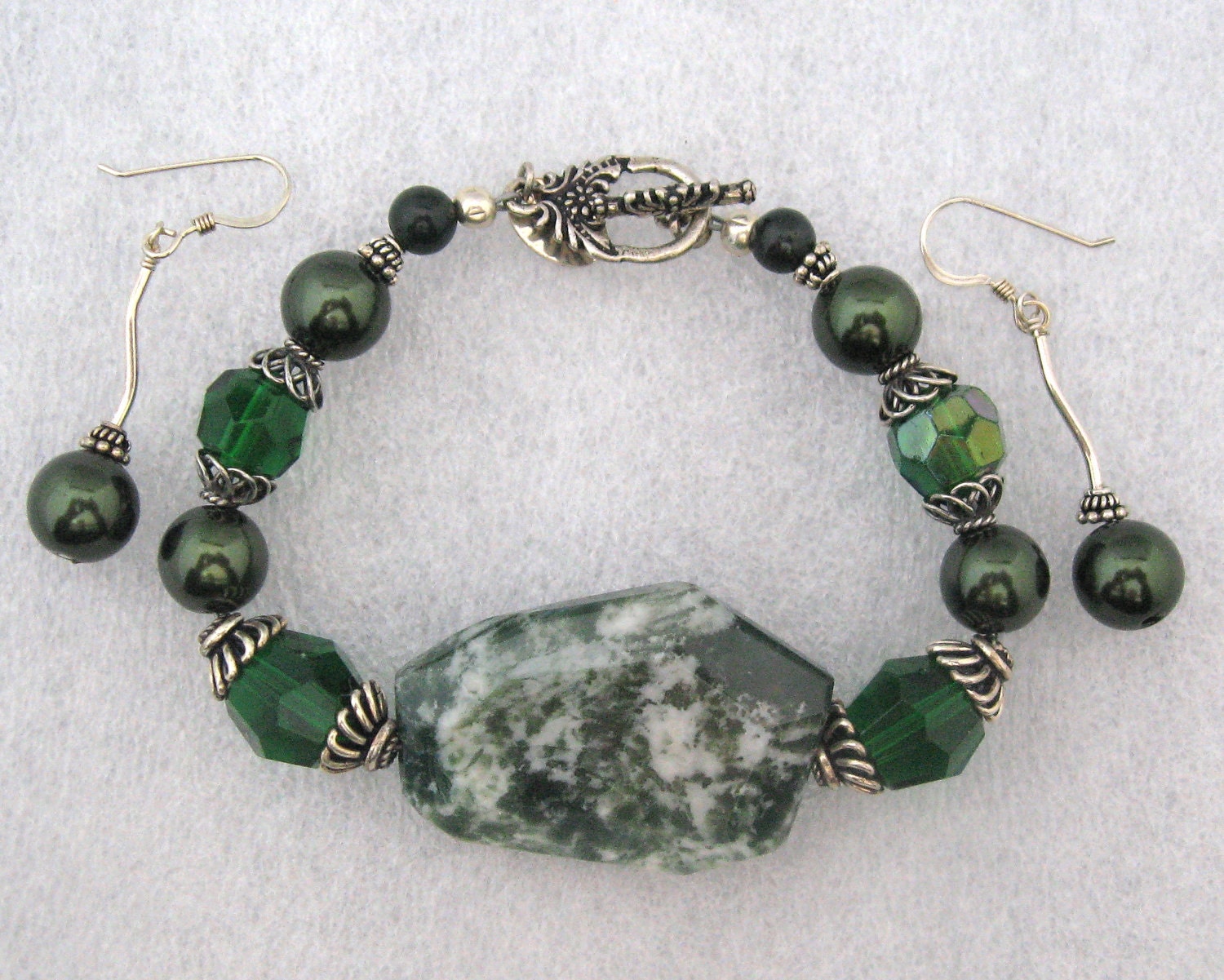 Green Gemstone  Sterling Bracelet Set
