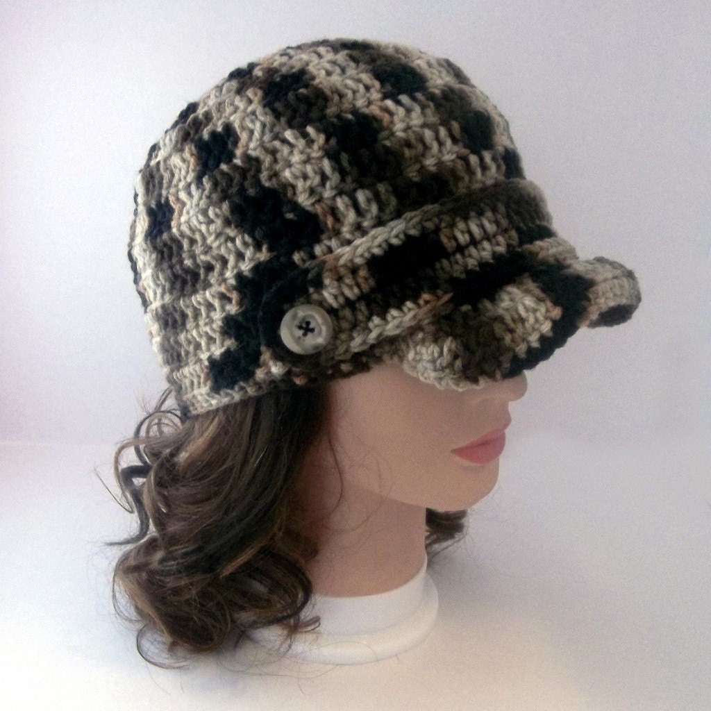 Newsboy Hat Crocheted Cammo Unisex