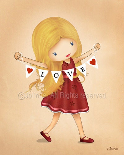 Children decor wall art print love hearts kids room decor nursery decoration, girls room picture