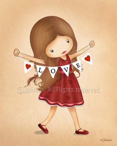 Children decor wall art print love hearts kids room decor nursery decoration, girls room picture