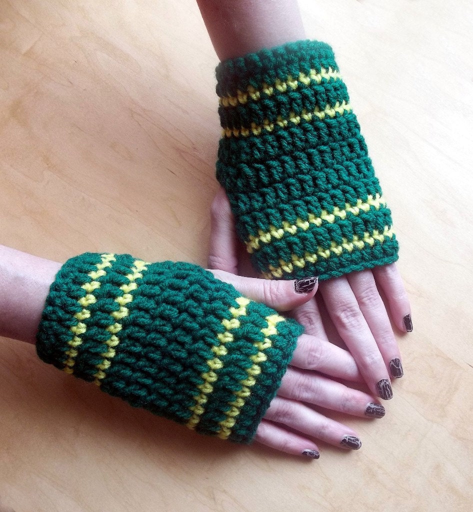 Fingerless Gloves Crocheted Green Bay Packers